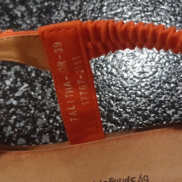 Nwt PATRIZIA Spring Step Talitha Coral Rhinestone Boho Slip On Sandals Soldout - Picture 5 of 5